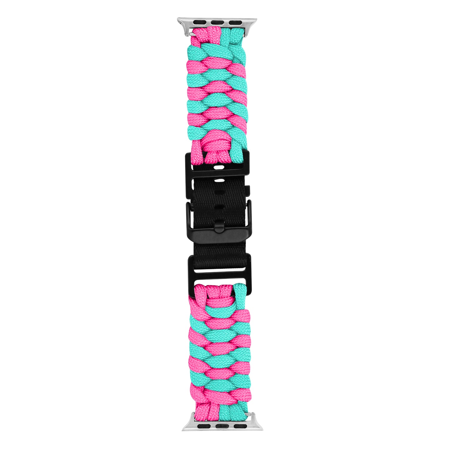 For Apple Watch Series 9 8 7 41mm / 6 5 4 SE (2023) SE (2022) SE 40mm / 3 2 1 38mm Nylon Rope Watch Band Dual Color - Lake Blue+Pink For Apple Watch Series 9 8 7 41mm / 6 5 4 SE (2023) SE (2022) SE 40mm / 3 2 1 38mm Nylon Rope Watch Band Dual Color - Lake Blue+Pink